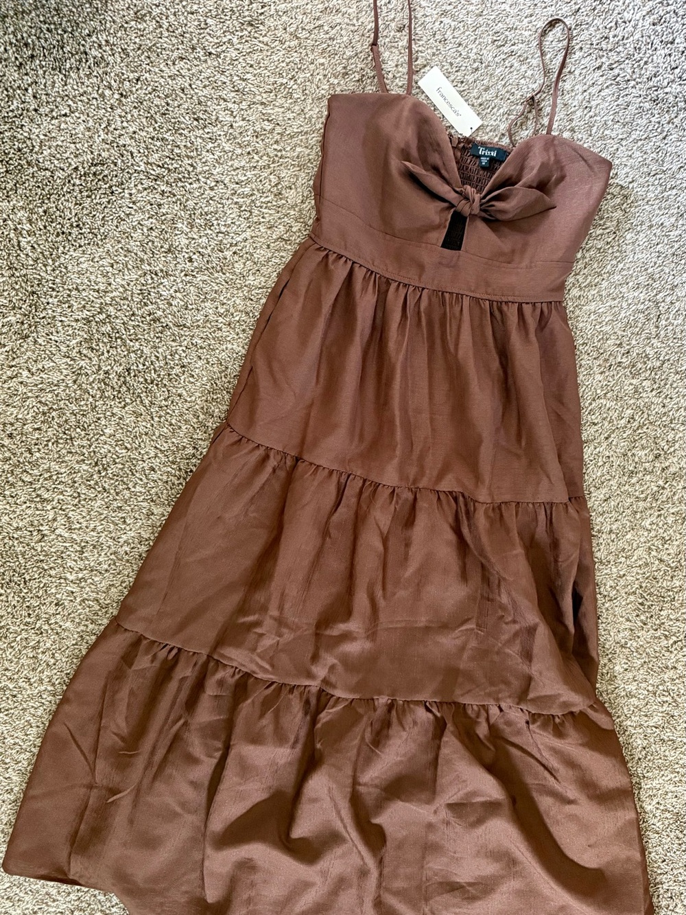 Brown Tiered Midi Dress